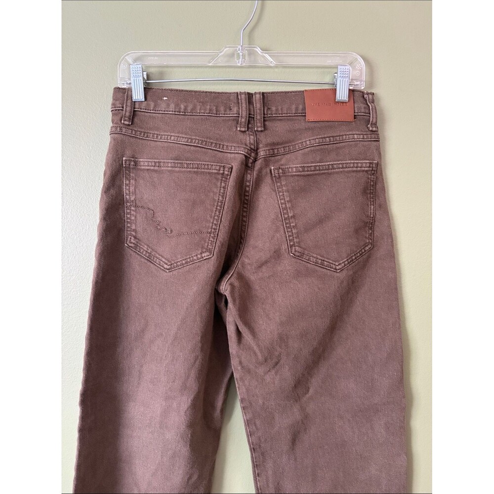 We The Free Risk Taker Straight Pant In Workwear Brown Jeans Raw Hem Sz 28 - Picture 8 of 11